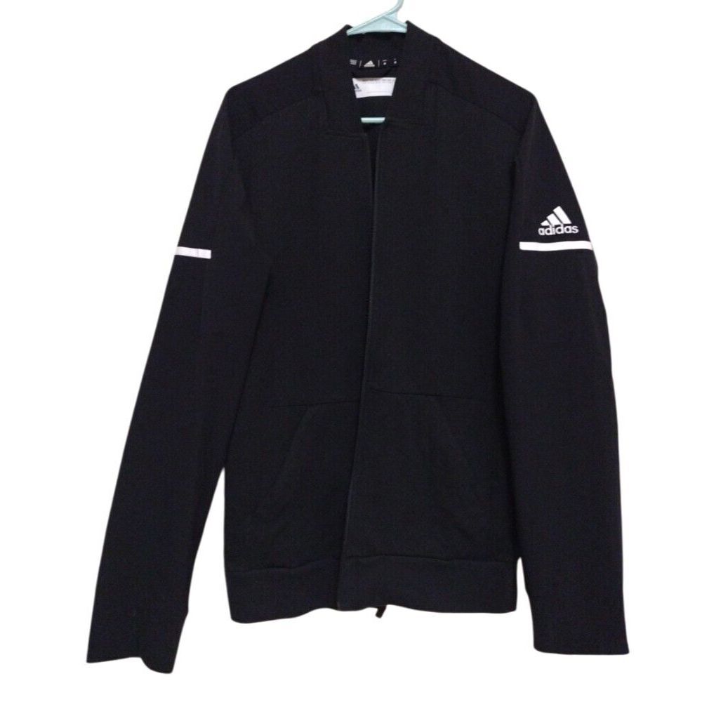 ADIDAS Bomber Jacket Men Medium Black Team Squad Climalite Sporty Athleisure